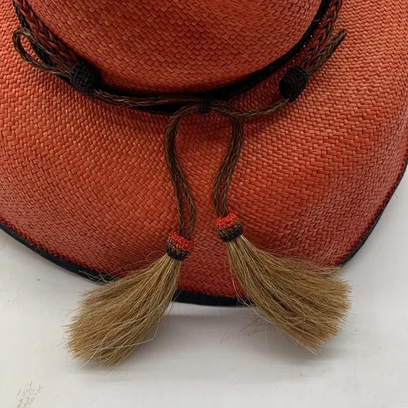 Carol Carr Palm Springs Red Black Sun Hat with chin strap HT4355